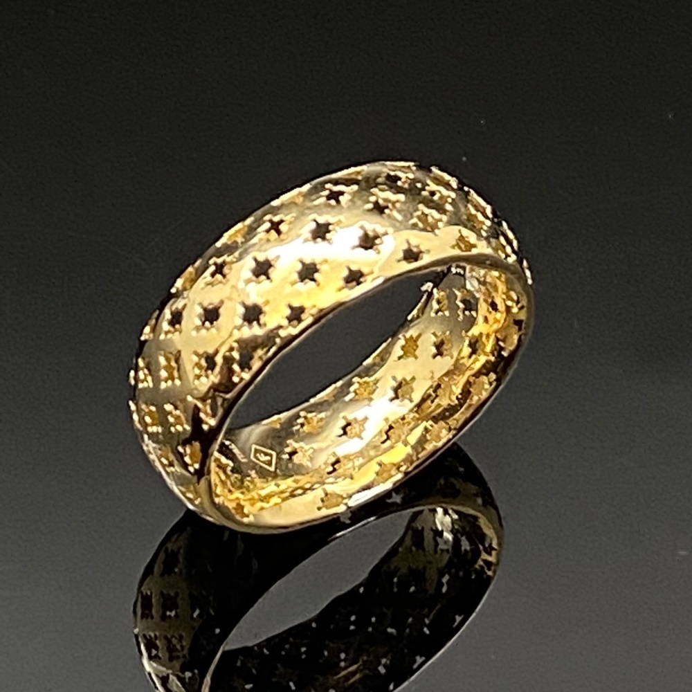 SOLID 14K FINE TWO TONE GOLD 7.75 MM LATTICE BAND
